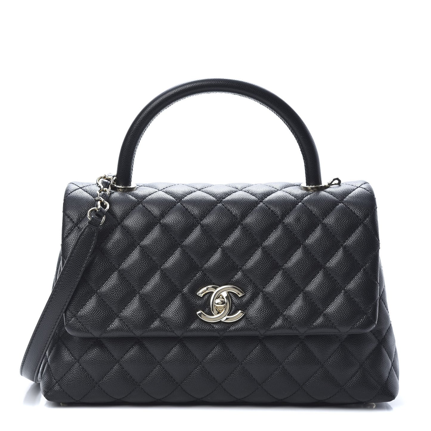 Caviar Quilted Small Coco Handle Flap Black