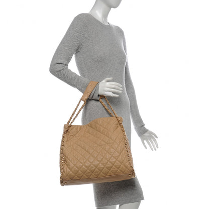 Chanel Calfskin Quilted Large Chain Me Hobo Beige 2 of 7
