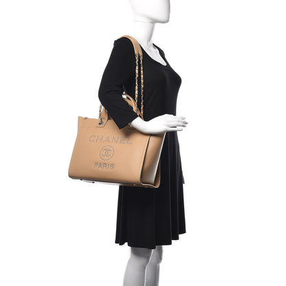 Chanel Caviar Small Studded Deauville Tote Beige 2 of 10