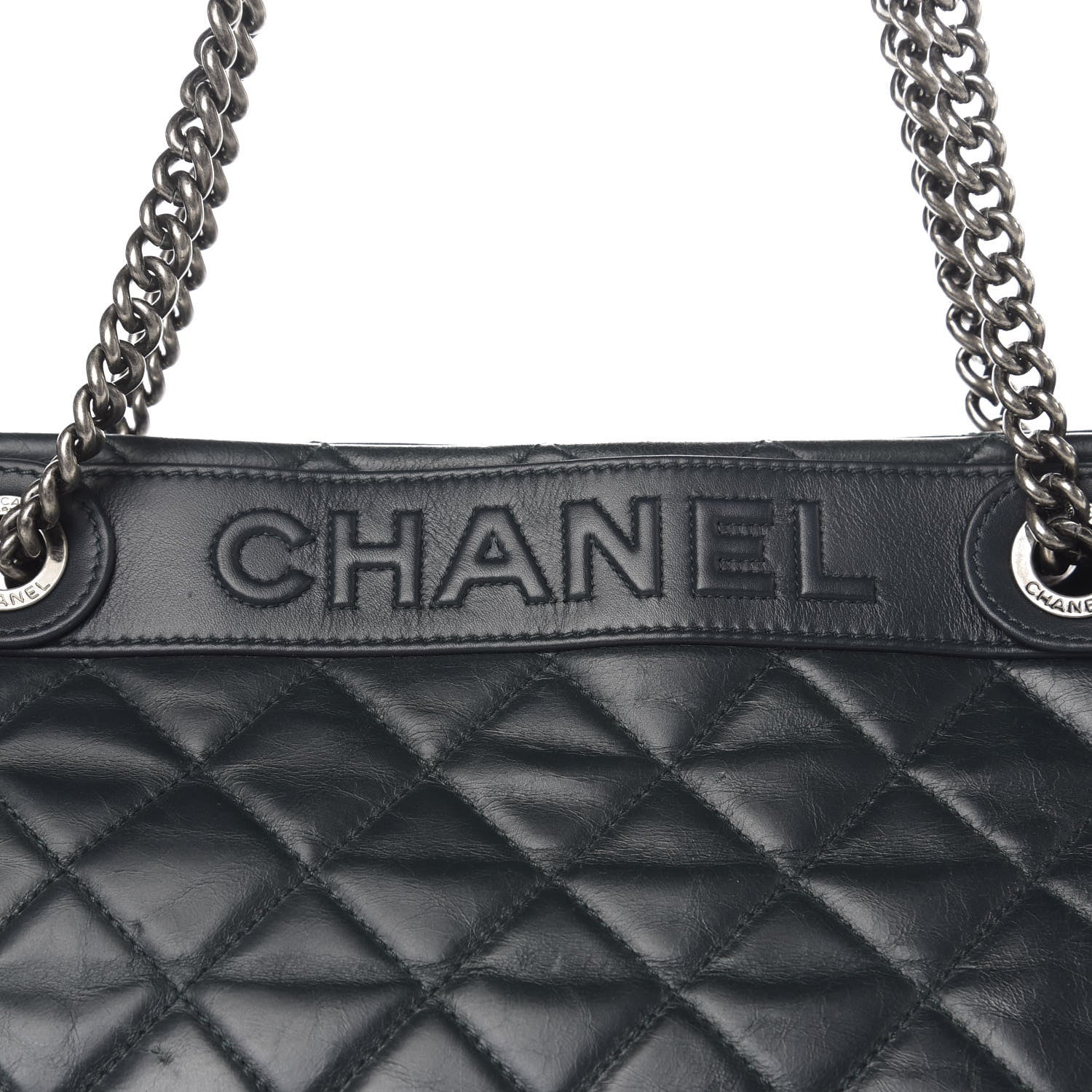 Chanel Glazed Calfskin Quilted Shopping Tote Dark Blue 11 of 11