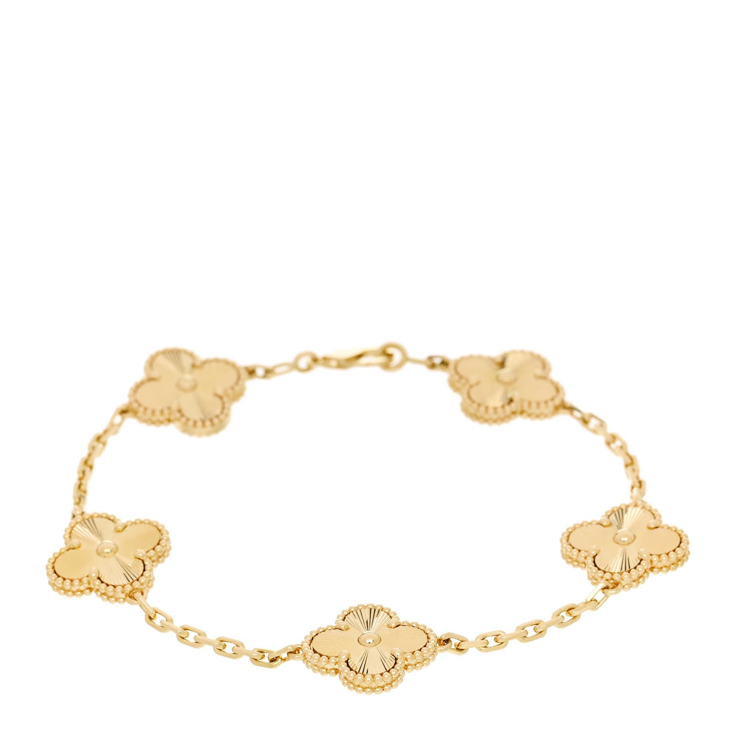 Van Cleef & Arpels 18K Yellow Gold 5 Motifs Guilloche Vintage Alhambra Bracelet 1 of 5