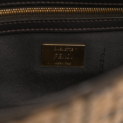 Fendi Fabric Jacquard Paillettes Vitello Seta FF Baguette Testa di Moro Real Ebano 6 of 11