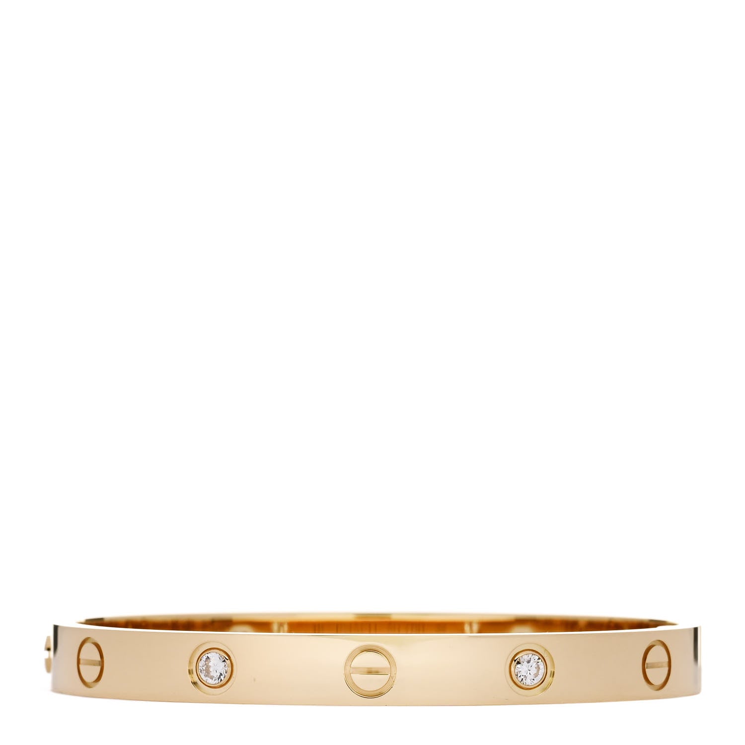 Cartier 18K Yellow Gold 4 Diamond LOVE Single Screw Bracelet 16 2 of 8