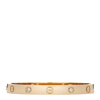 Cartier 18K Yellow Gold 4 Diamond LOVE Single Screw Bracelet 16 2 of 8