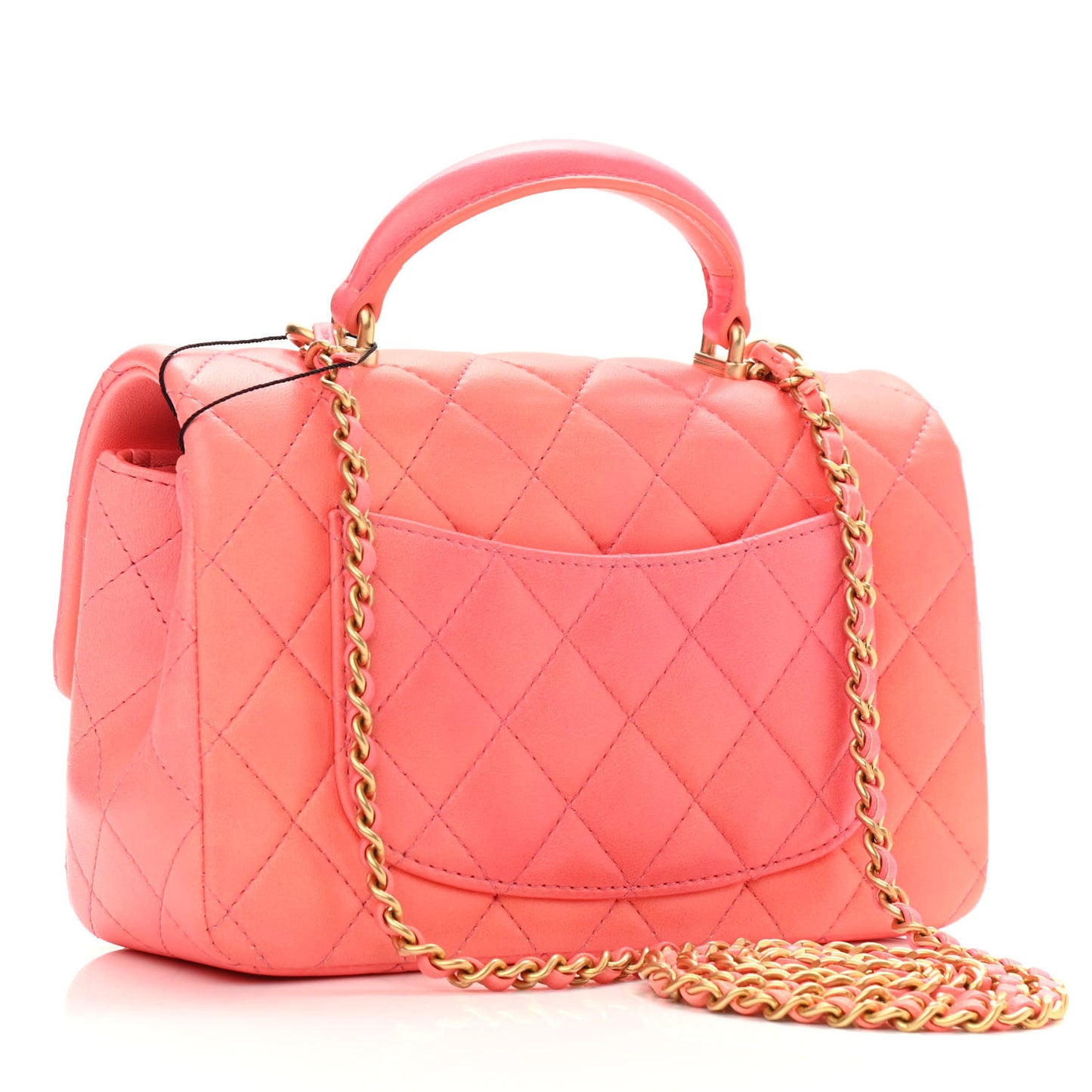 Lambskin Quilted Ombre Mini Top Handle Rectangular Flap Rose