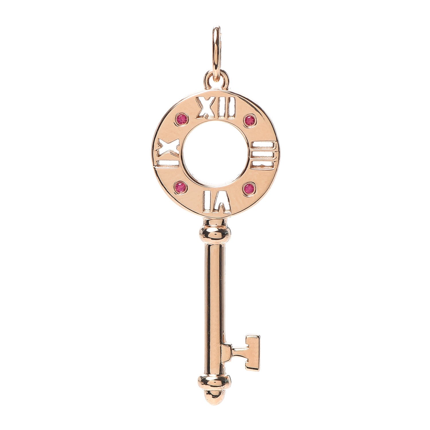 Tiffany 18K Rose Gold Ruby Atlas Pierced Key Pendant 1 of 4