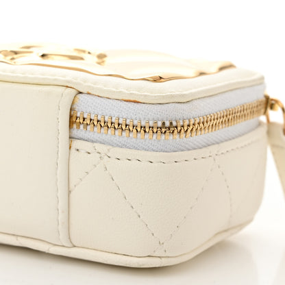 Chanel Lambskin Quilted Mini Golden Plate Clutch With Chain White 11 of 12