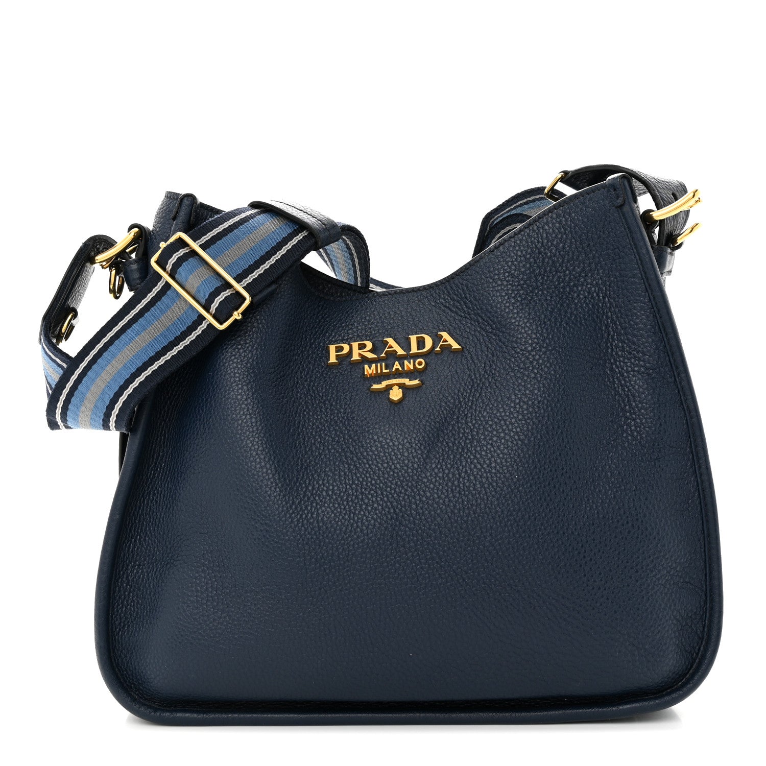 Prada Vitello Daino Hobo Messenger Bag Baltico 1 of 12