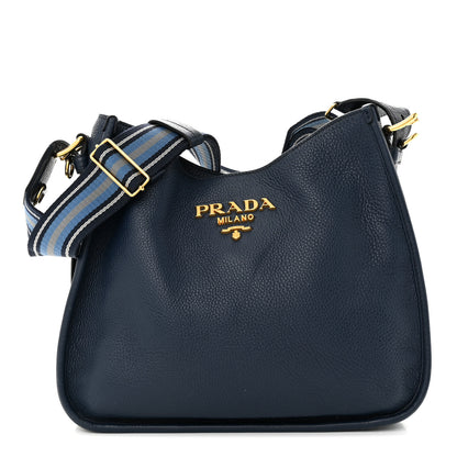Prada Vitello Daino Hobo Messenger Bag Baltico 1 of 12