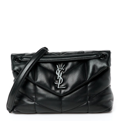 Saint Laurent Lambskin Quilted Monogram Monochrome Small Loulou Puffer Chain Satchel Black 1 of 11