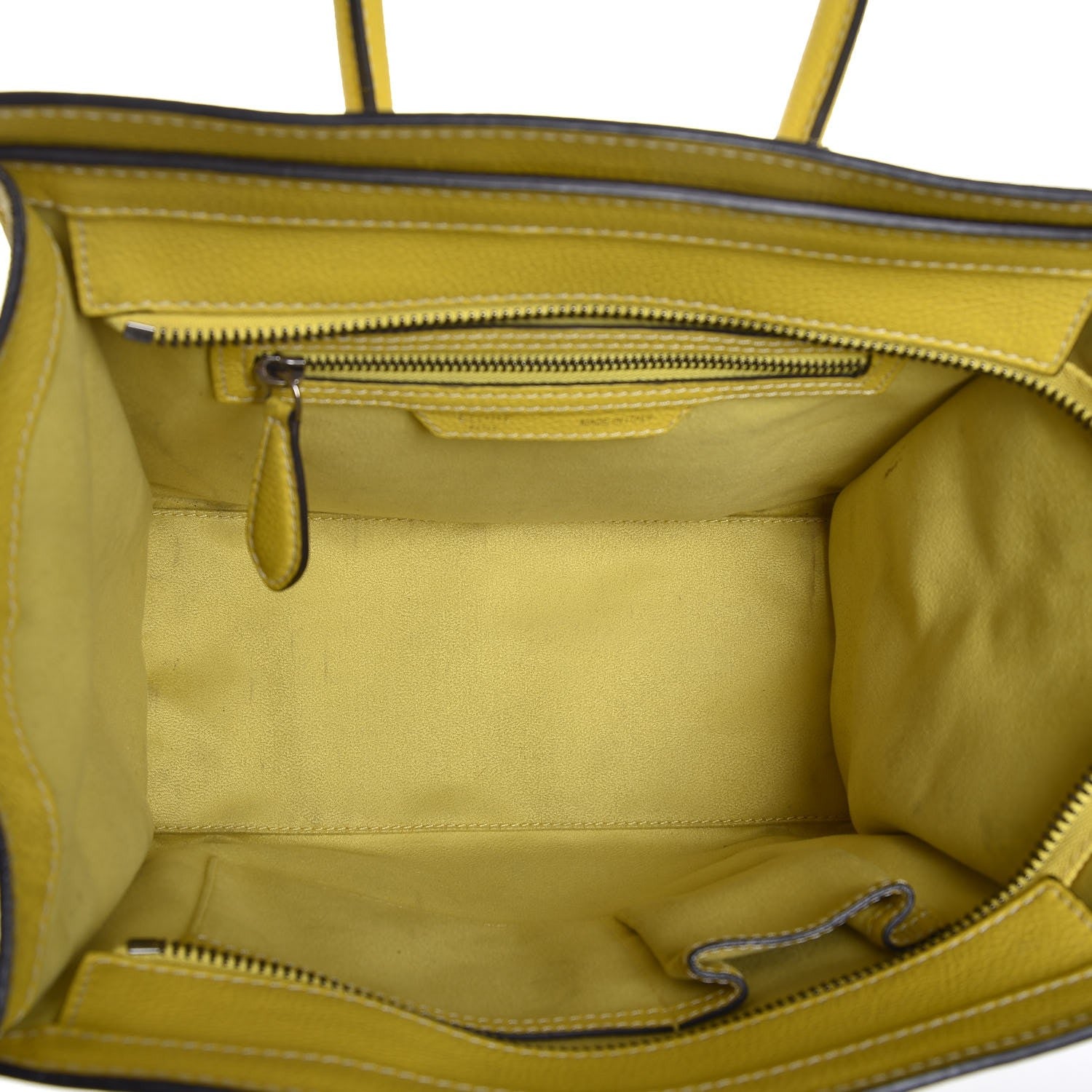 Celine Drummed Calfskin Micro Luggage Citron 5 of 19