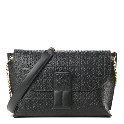 Loewe Goatskin Embossed Avenue Shoulder Bag Black 1 of 11