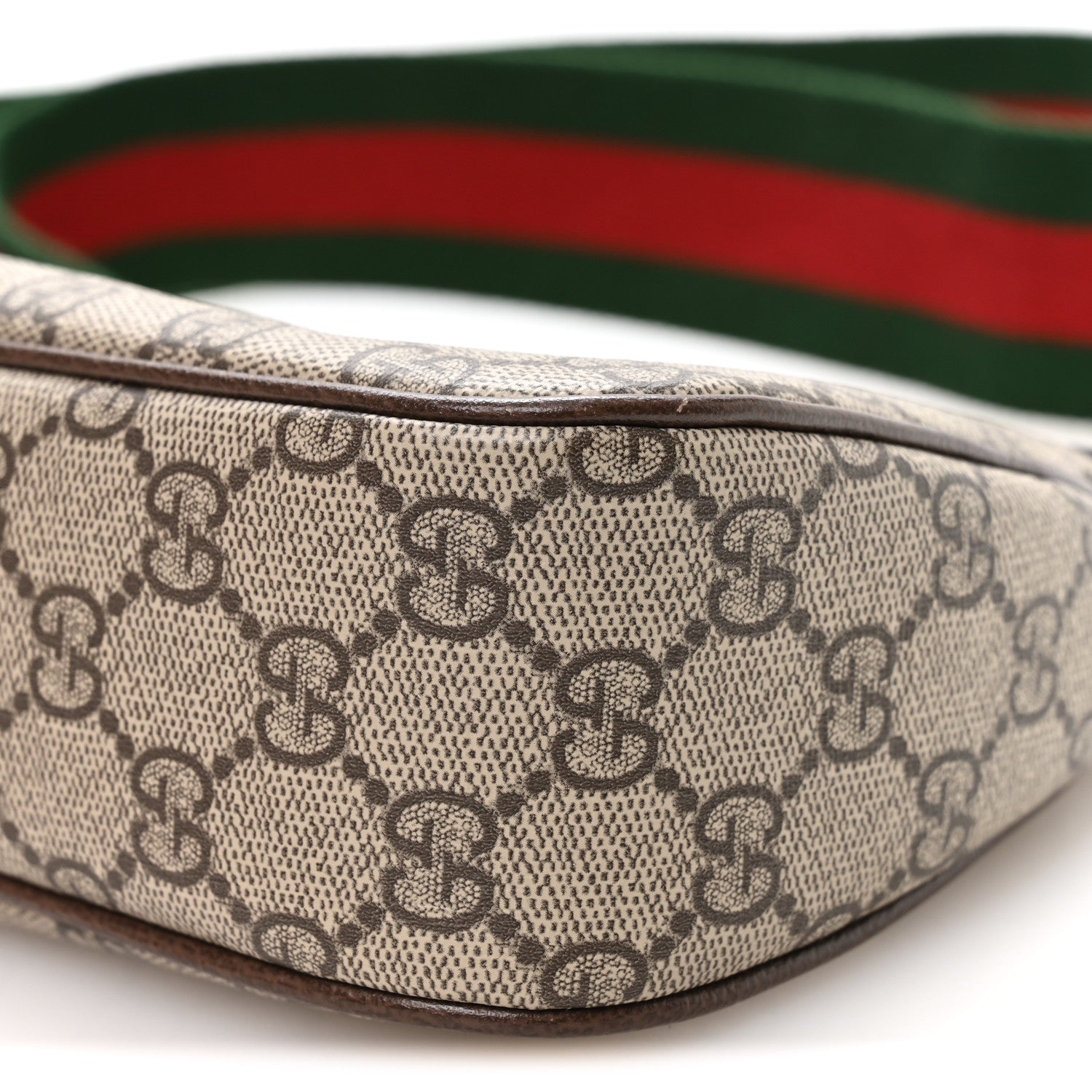 Gucci GG Supreme Monogram Textured Dollar Calfskin Web Small Ophidia GG Handbag Beige Ebony New Acero 10 of 11