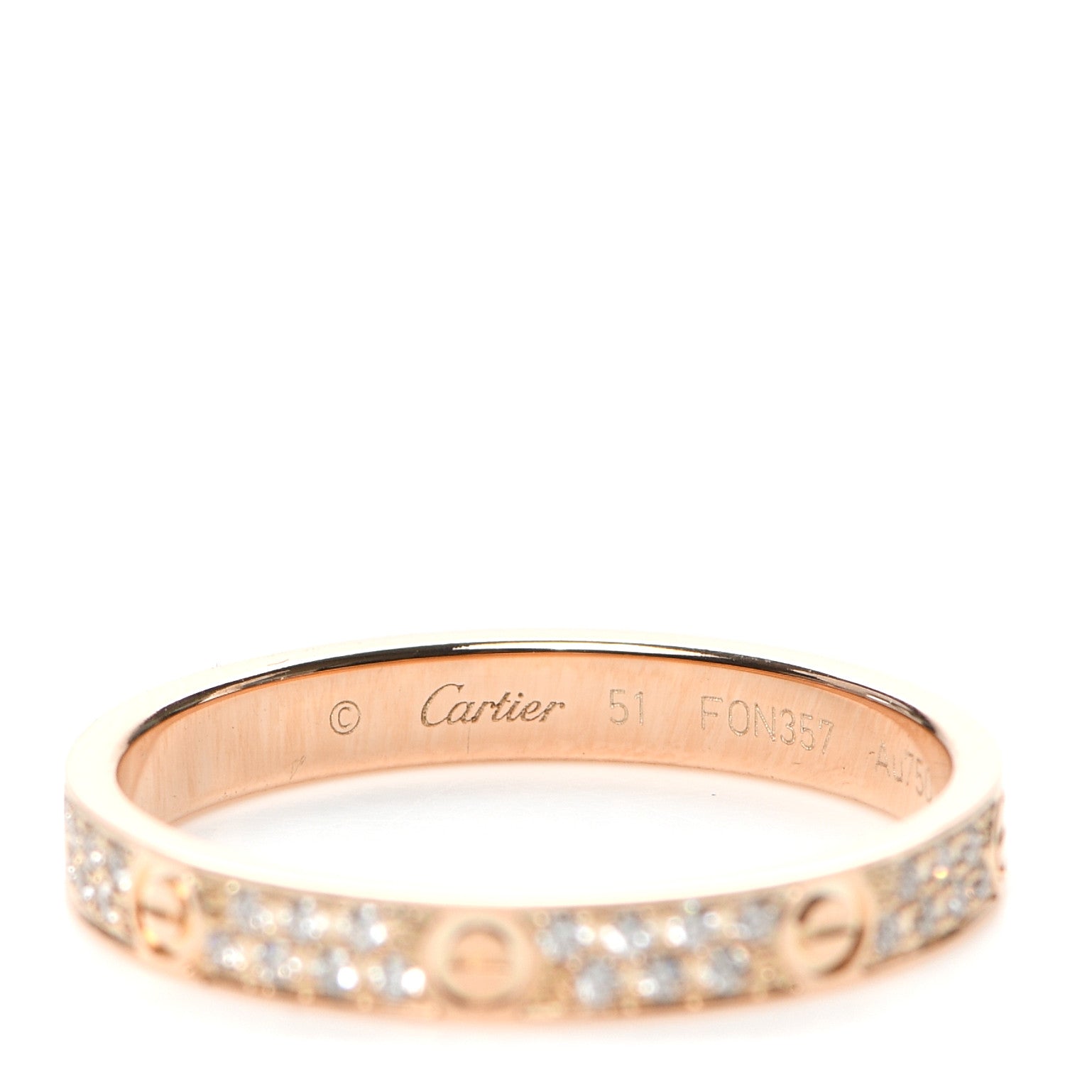 Cartier 18K Pink Gold Diamond 2.6mm LOVE Paved Band Ring 51 5.75 4 of 7