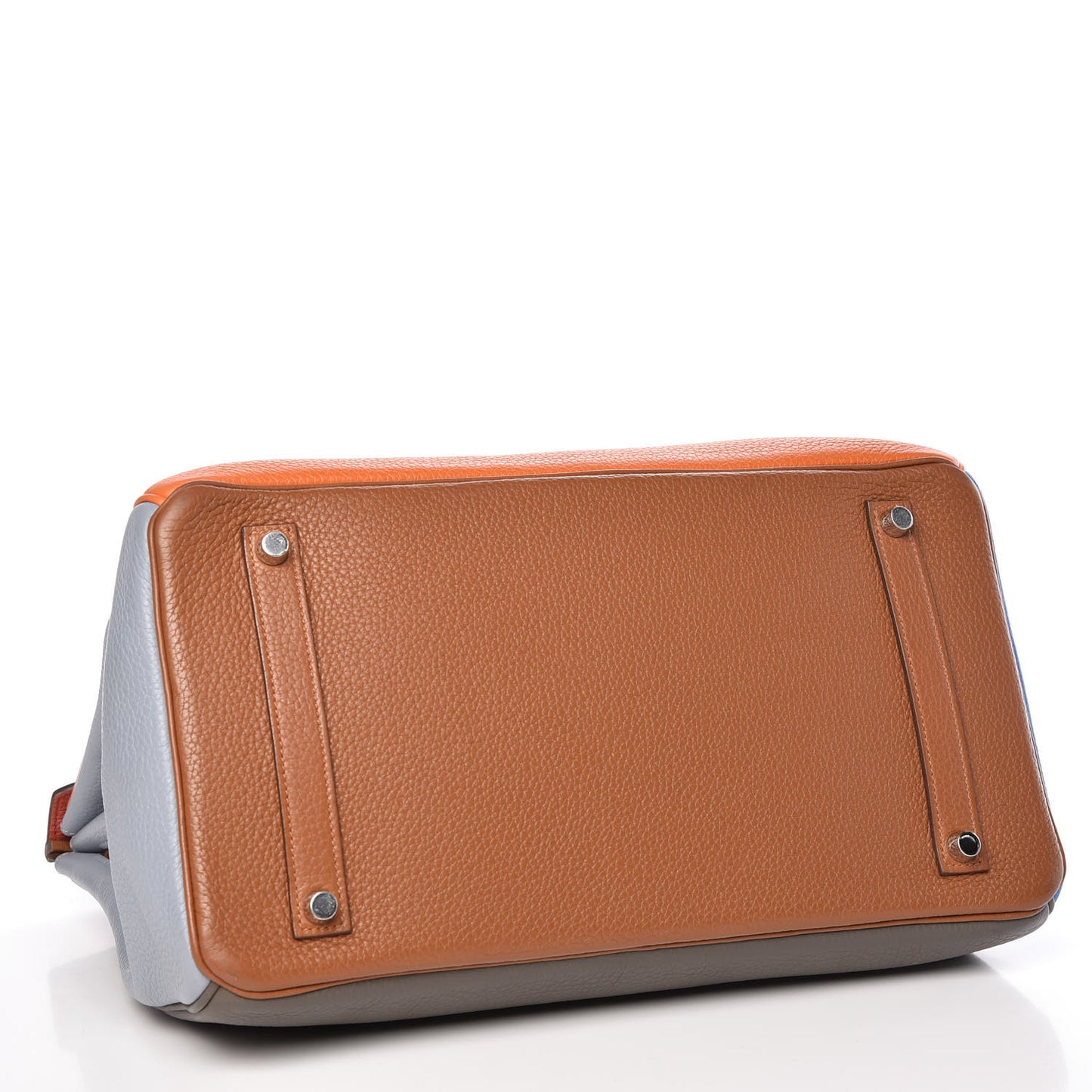 Taurillon Clemence Arlequin Birkin 35 Orange Sanguine Gold Bleu Lin Bleu Hydra Etain