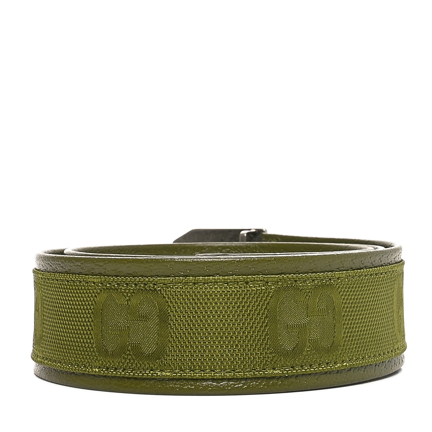 Gucci Econyl Nylon Monogram Off The Grid Belt Logo Buckle Belt 80 32 Juniper Green 2 of 5