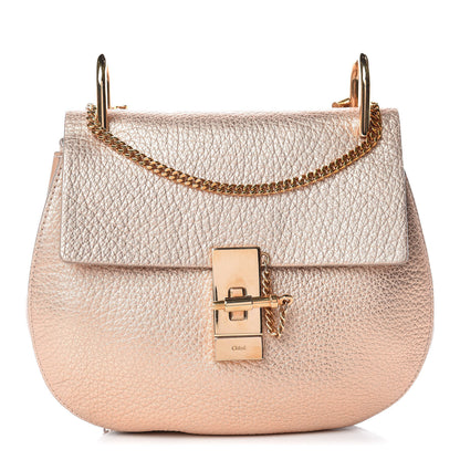 Chloe Metallic Grained Goatskin Drew Shoulder Bag Rose Gold 1 of 9
