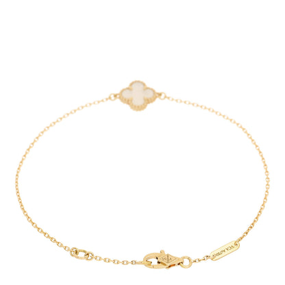 Van Cleef & Arpels 18K Yellow Gold Mother of Pearl Sweet Alhambra Bracelet 2 of 5