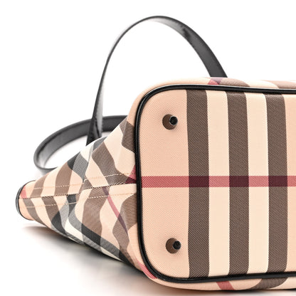 Burberry Nova Check Patent Trim Shopper Tote Black 9 of 10