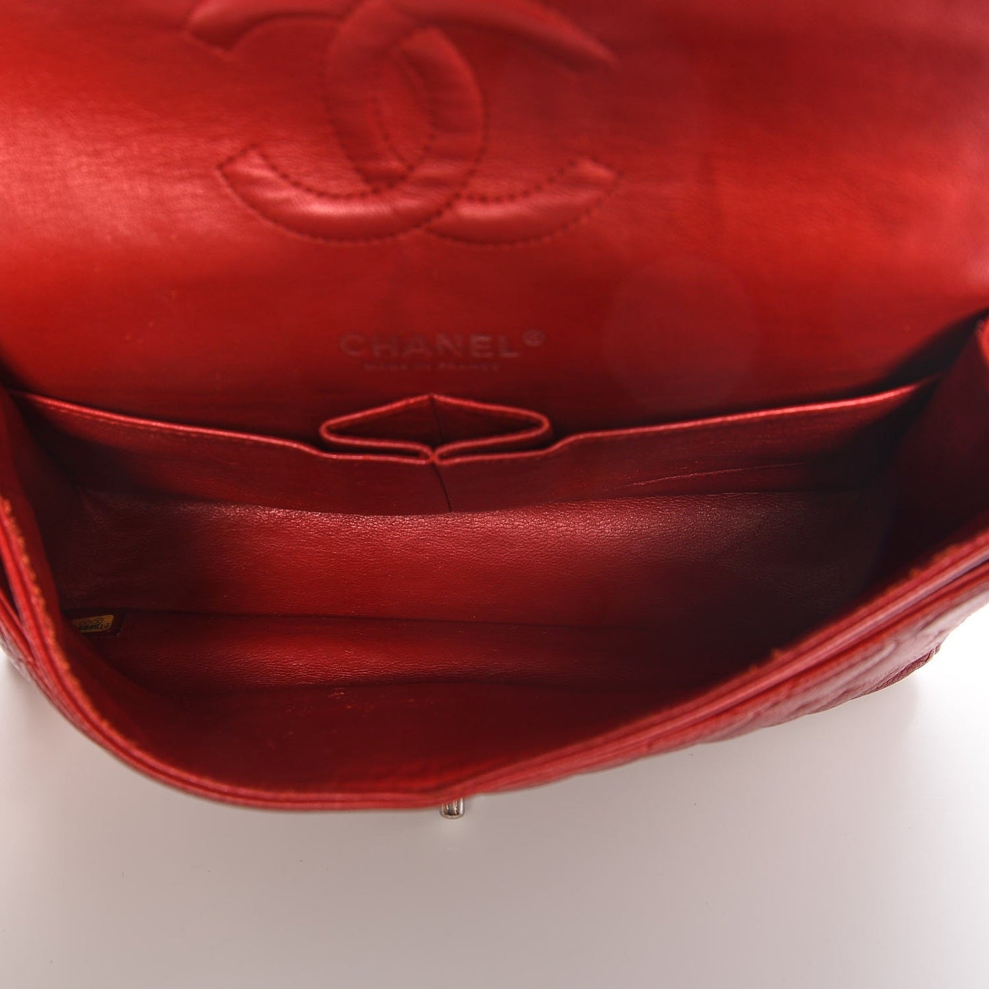 Caviar Quilted Medium Double Flap Red