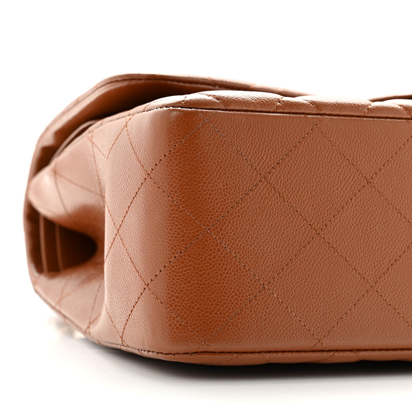 Caviar Quilted Jumbo Double Flap Light Brown