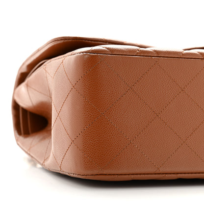 Chanel Caviar Quilted Jumbo Double Flap Light Brown 9 of 10