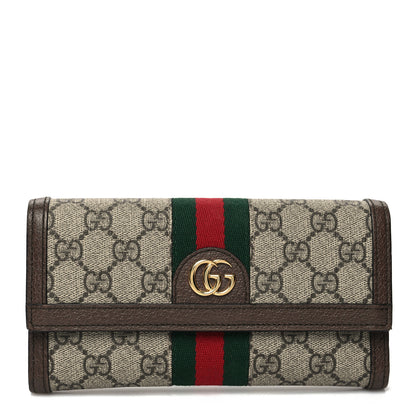 Gucci GG Supreme Monogram Web Ophidia Continental Wallet Brown 1 of 10