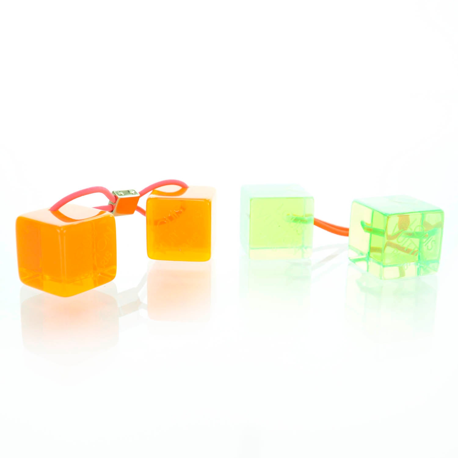 Louis Vuitton Resin Fluo Robert Wilson Hair Cubes Green Orange 1 of 7