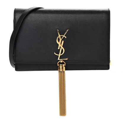 Saint Laurent Smooth Calfskin Classic Monogram Kate Tassel Chain Wallet Black 1 of 9