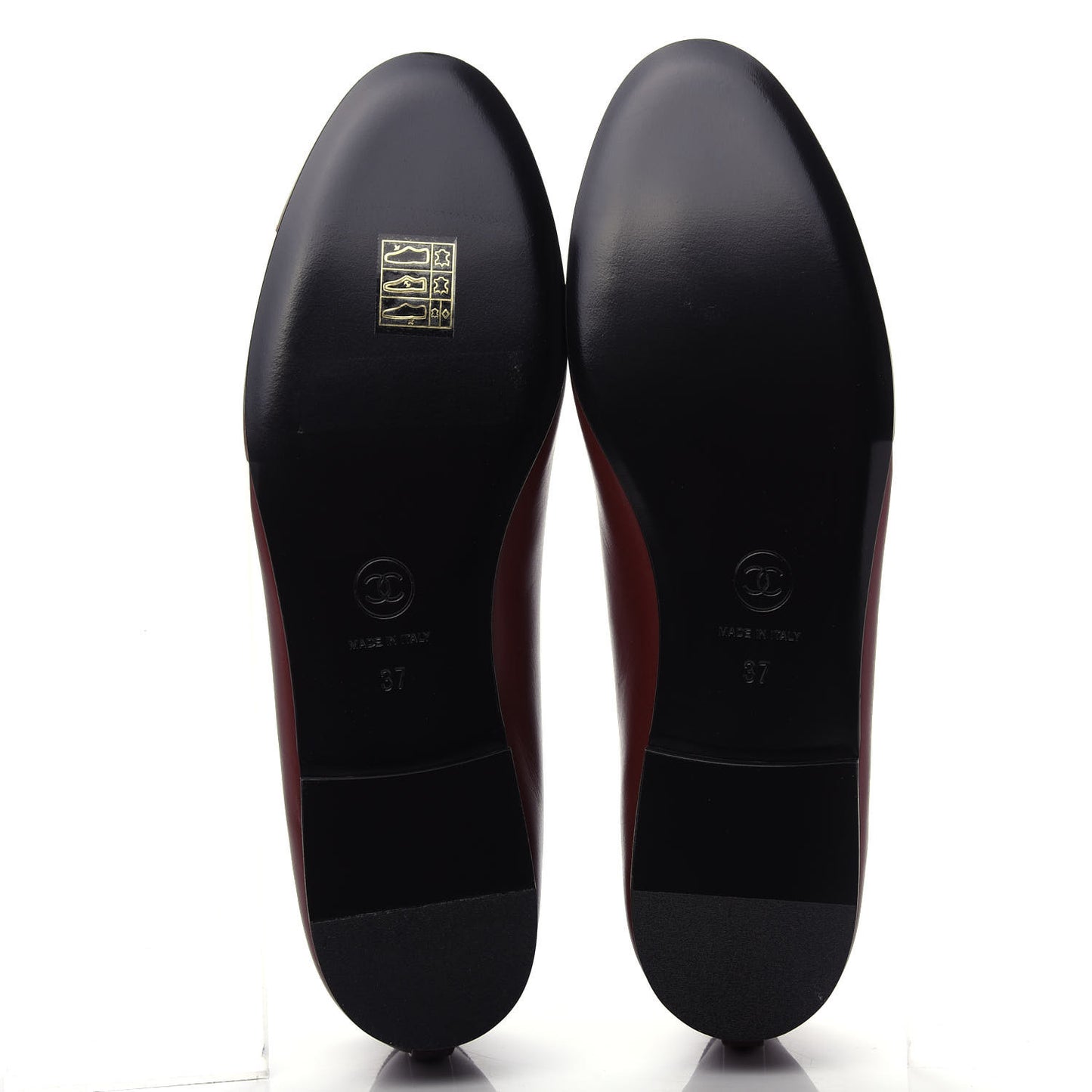 Lambskin Cap Toe CC Ballerina Flats 37 Burgundy