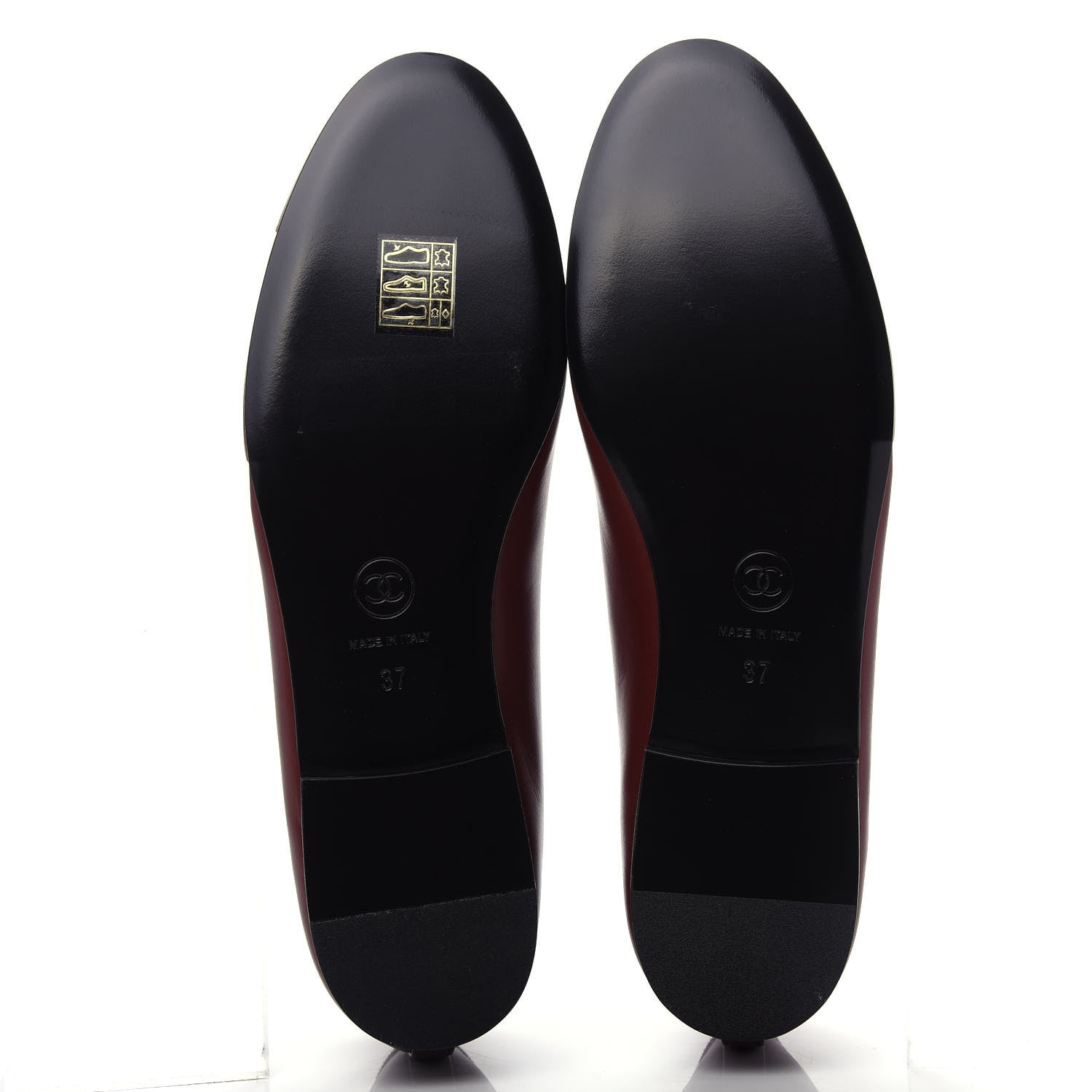 Chanel Lambskin Cap Toe CC Ballerina Flats 37 Burgundy 6 of 11