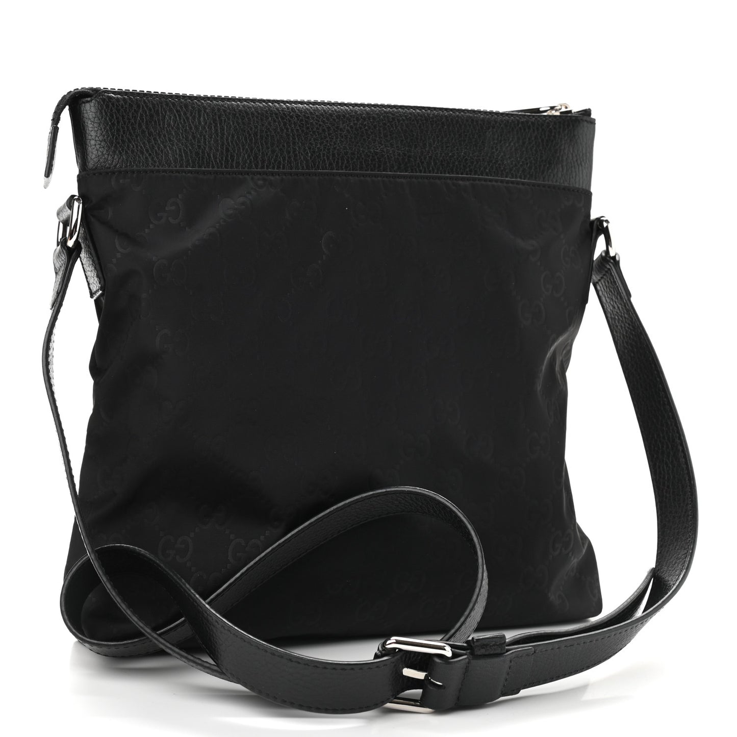 Nylon Monogram Dollar Calfskin Flat Messenger Bag Black