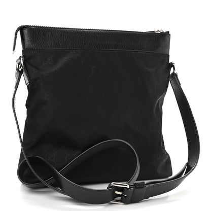 Gucci Nylon Monogram Dollar Calfskin Flat Messenger Bag Black 3 of 9