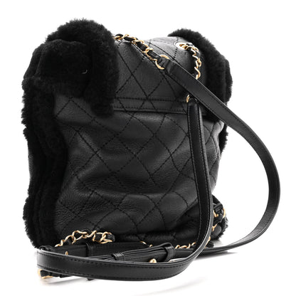 Chanel Lambskin Shearling Quilted CC Backpack Black 3 of 9