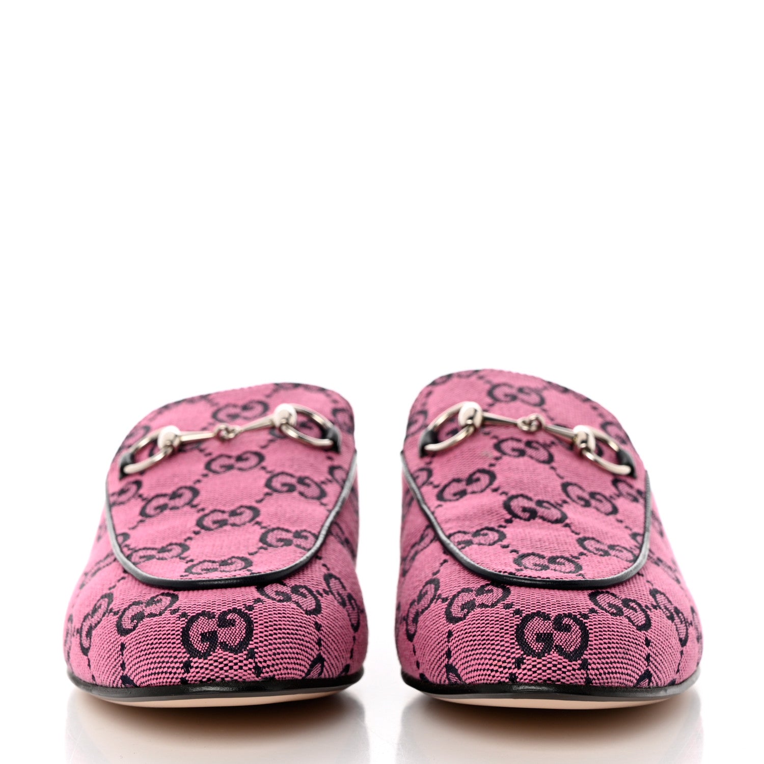 Gucci Canvas GG Monogram Horsebit Womens Princetown Slippers 37.5 Pink Blue 2 of 11