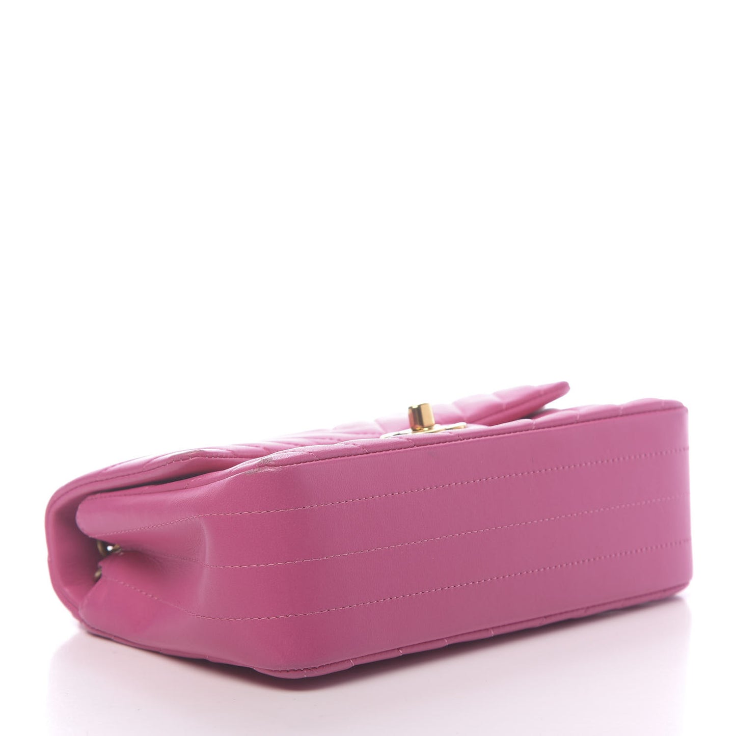 Lambskin Chevron Quilted Mini Rectangular Flap Fuchsia