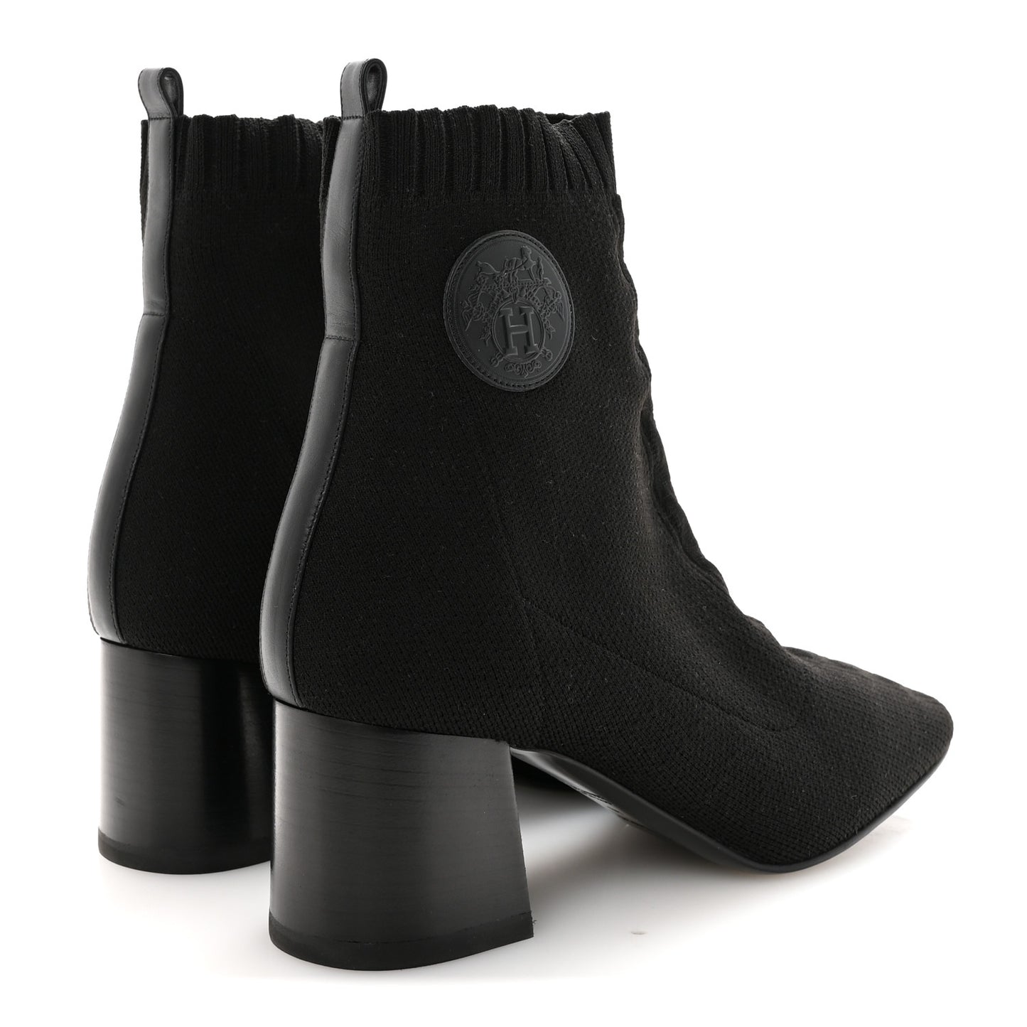 Knit Calfskin Volver 60 Ankle Boots 40 Black