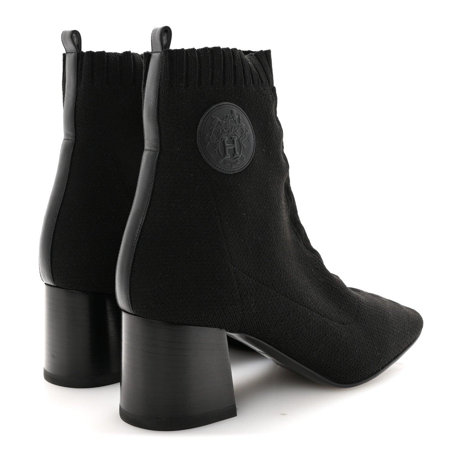 Hermes Knit Calfskin Volver 60 Ankle Boots 40 Black 5 of 8