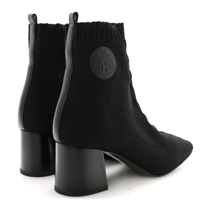 Hermes Knit Calfskin Volver 60 Ankle Boots 40 Black 5 of 8