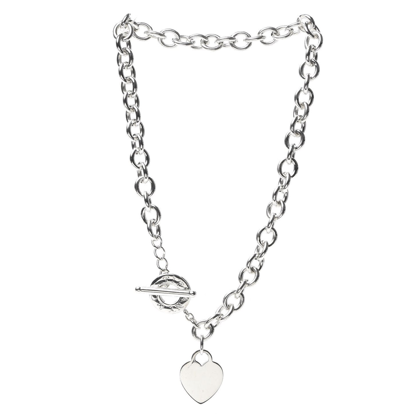 Sterling Silver Heart Tag Toggle Necklace