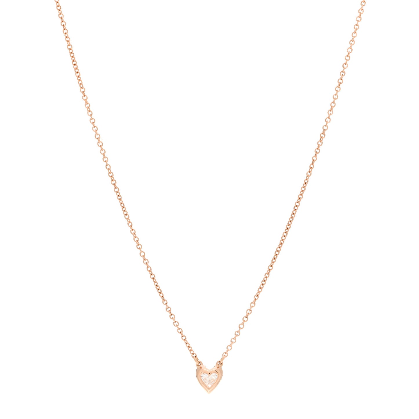 18K Rose Gold Diamond .17ct Elsa Peretti Diamonds by the Yard Heart Pendant Necklace