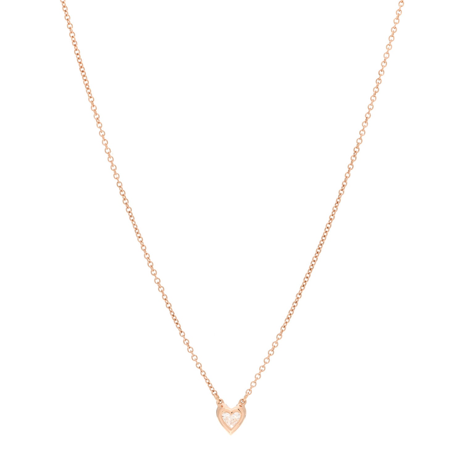 Tiffany 18K Rose Gold Diamond .17ct Elsa Peretti Diamonds by the Yard Heart Pendant Necklace 1 of 5