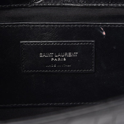 Saint Laurent Calfskin Crocodile Embossed Classic Kate Monogram Clutch Black 7 of 8
