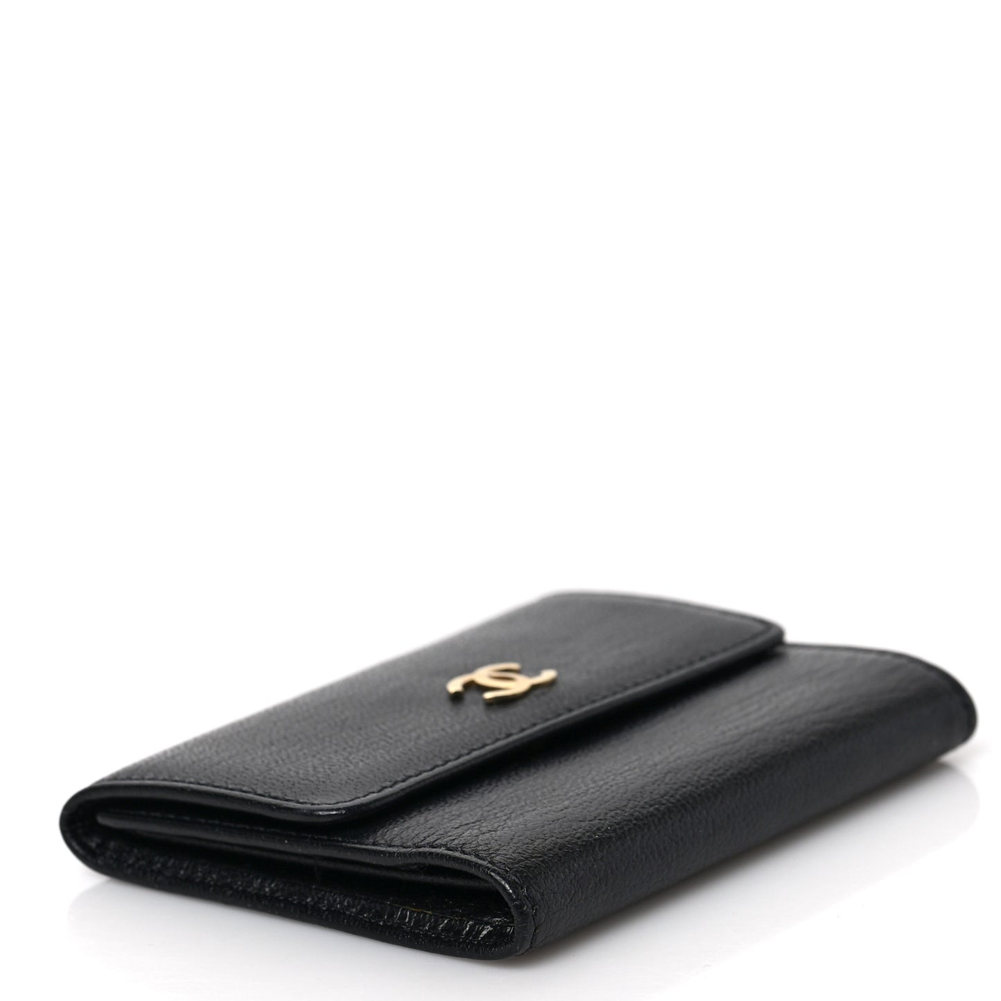 Goatskin CC Flap Card Holder Black
