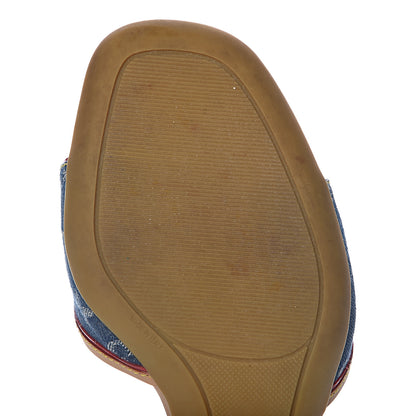 Louis Vuitton Denim Monogram Mules Peep Toe Heels 37 12 of 14
