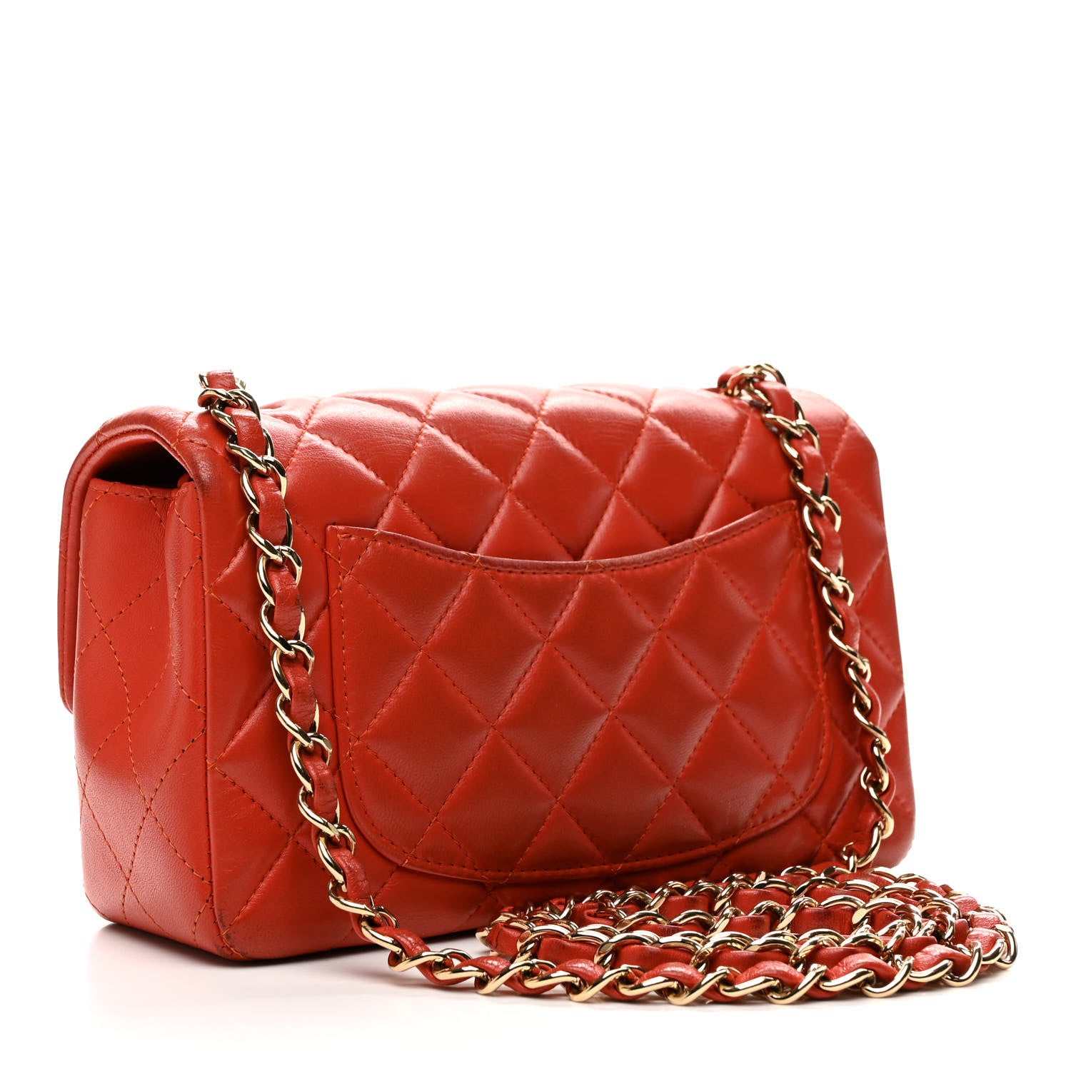 Chanel Lambskin Quilted Mini Rectangular Flap Orange 3 of 10