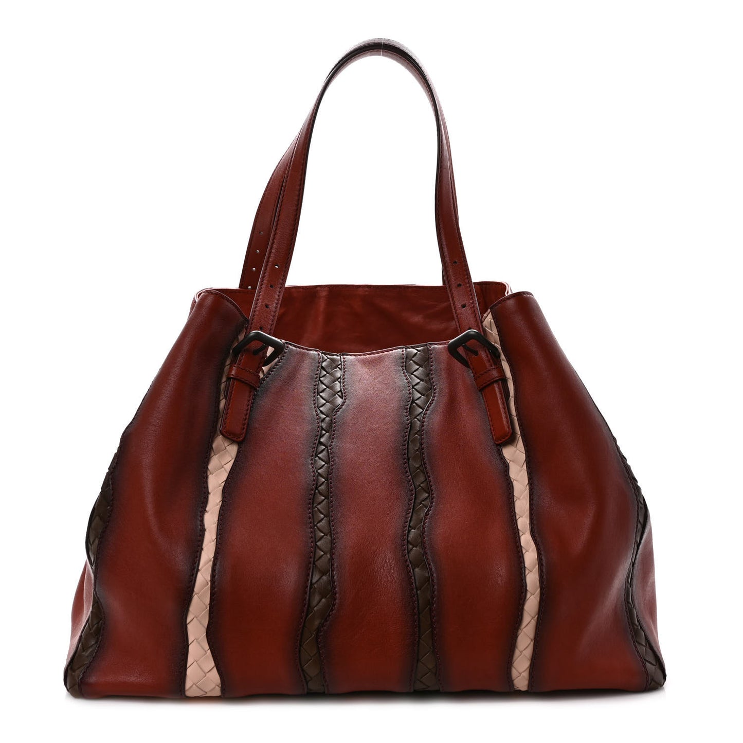 Calfskin Nappa Intrecciato Tote Brique Flamingo Truffle