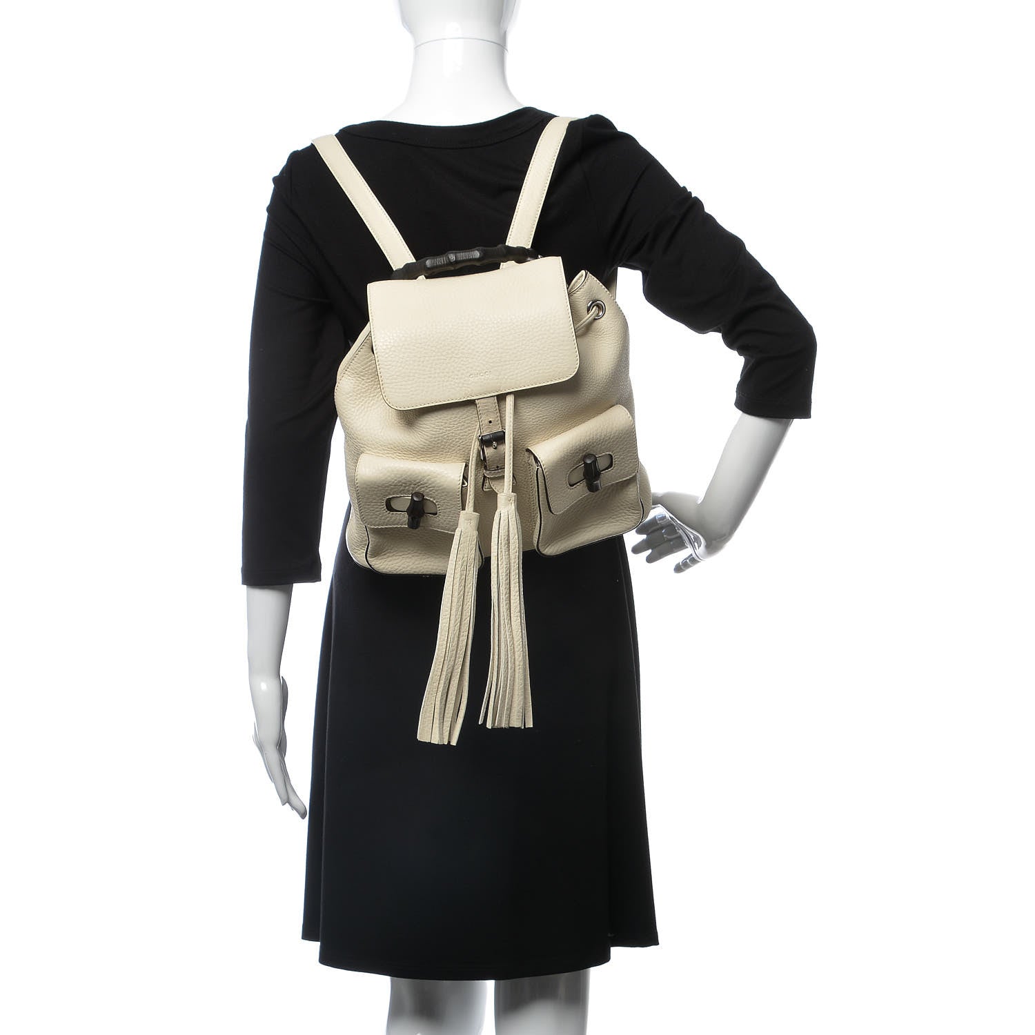 Gucci Cellarius Calfskin Medium Bamboo Backpack Mystic White 2 of 13