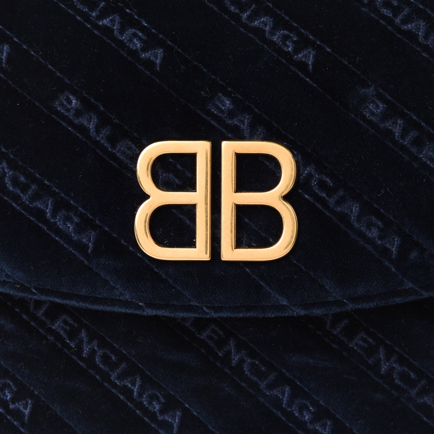 Balenciaga Velvet Logo Matelasse BB Chain Wallet Navy 8 of 10