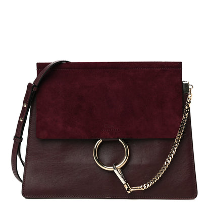 Chloe Calfskin Suede Medium Faye Shoulder Bag Intense Violine 1 of 21